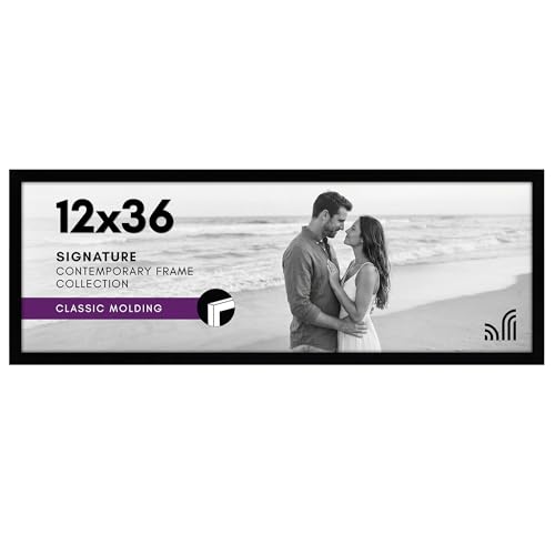 Americanflat 12x36 Picture Frame with Polished Plexiglass - Black