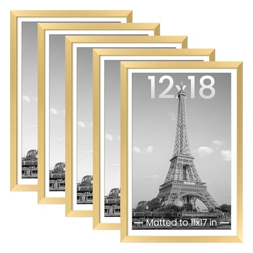 upsimples 12x18 Picture Frame Set of 5, Gold