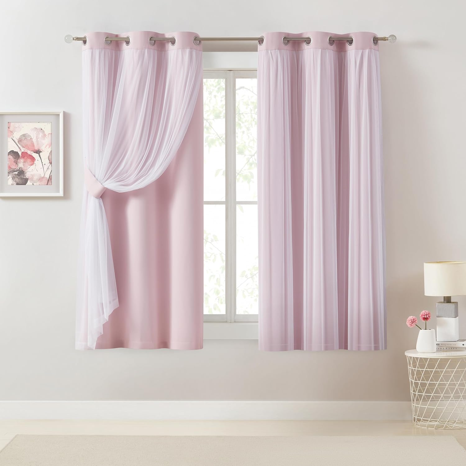 Bujasso Pink Blackout with Sheer (37x63)