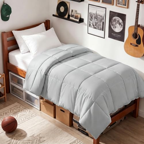 EASELAND Twin Size Down Alternative Comforter (Light Grey)