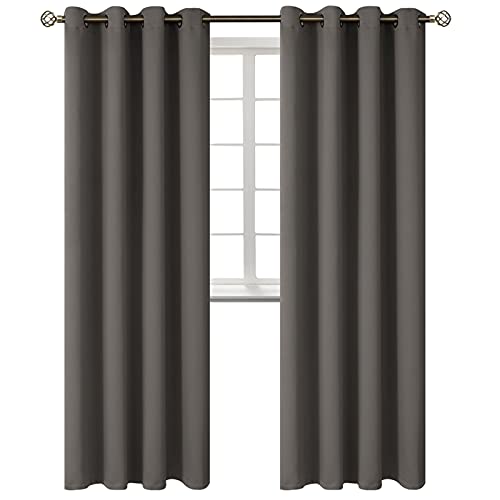 BGment Blackout Curtains - Grommet Thermal Insulated Room Darkening Bedroom and Living Room Curtains, Set of 2 Panels (52 x 108 Inch, Grey)