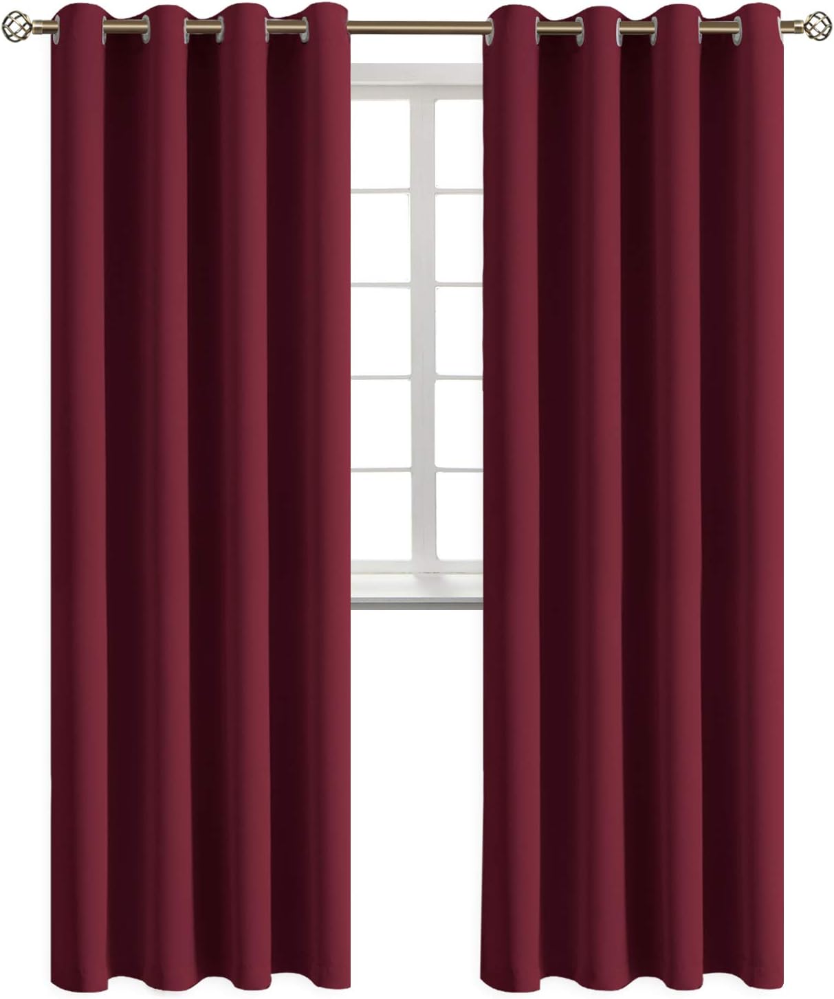 BGment Blackout Curtains - Grommet Thermal Insulated Room Darkening Bedroom and Living Room Curtains, Set of 2 Panels (52 x 108 Inch, Burgundy)