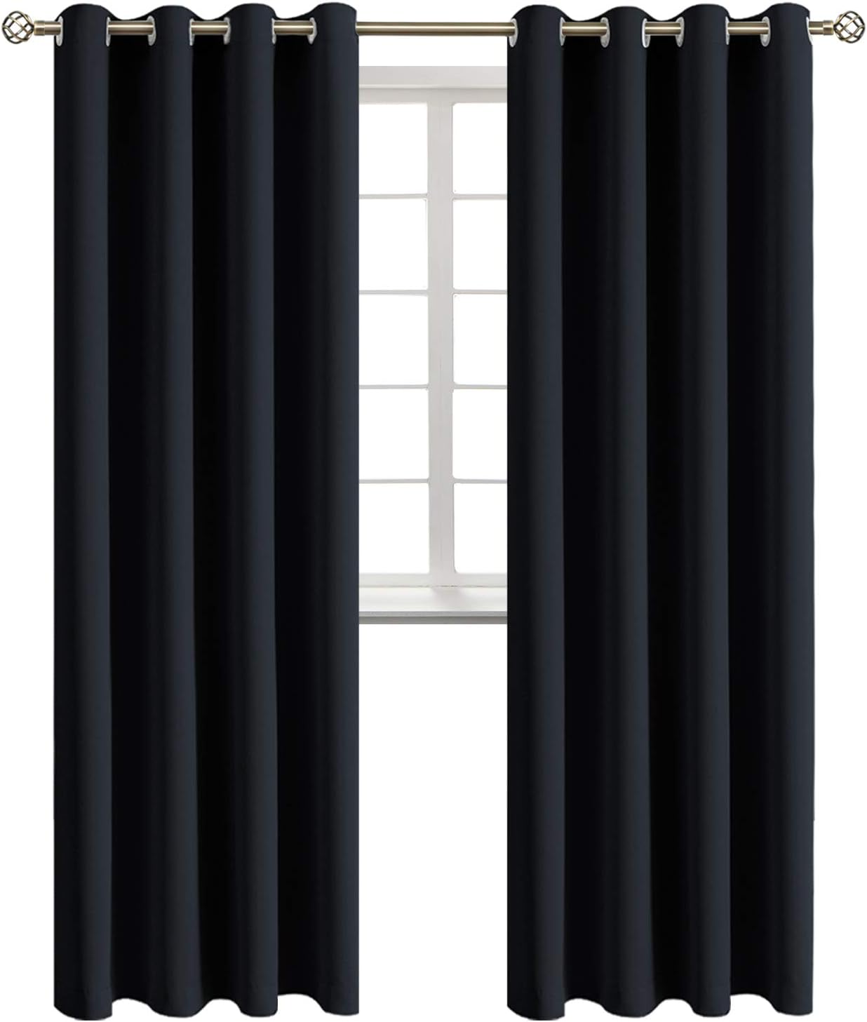 BGment Blackout Curtains - Grommet Thermal Insulated Room Darkening Bedroom and Living Room Curtains, Set of 2 Panels (52 x 108 Inch, Black)