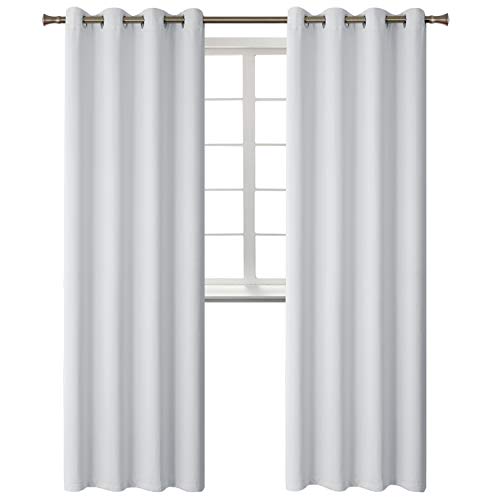 BGment Blackout Curtains - Grommet Thermal Insulated Room Darkening Bedroom and Living Room Curtains, Set of 2 Panels (52 x 108 Inch, Greyish White)