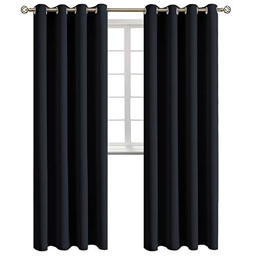 BGment Blackout Curtains - Grommet Thermal Insulated Room Darkening Bedroom and Living Room Curtains, Set of 2 Panels (52 x 120 Inch, Black)