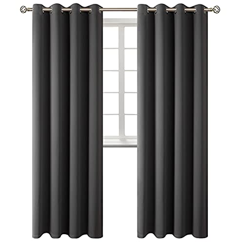 BGment Blackout Curtains - Grommet Thermal Insulated Room Darkening Bedroom and Living Room Curtains, Set of 2 Panels (52 x 120 Inch, Dark Grey)