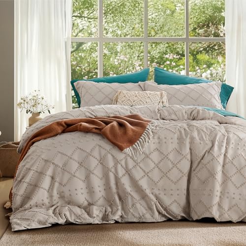 Bedsure Boho Duvet Cover King - Linen
