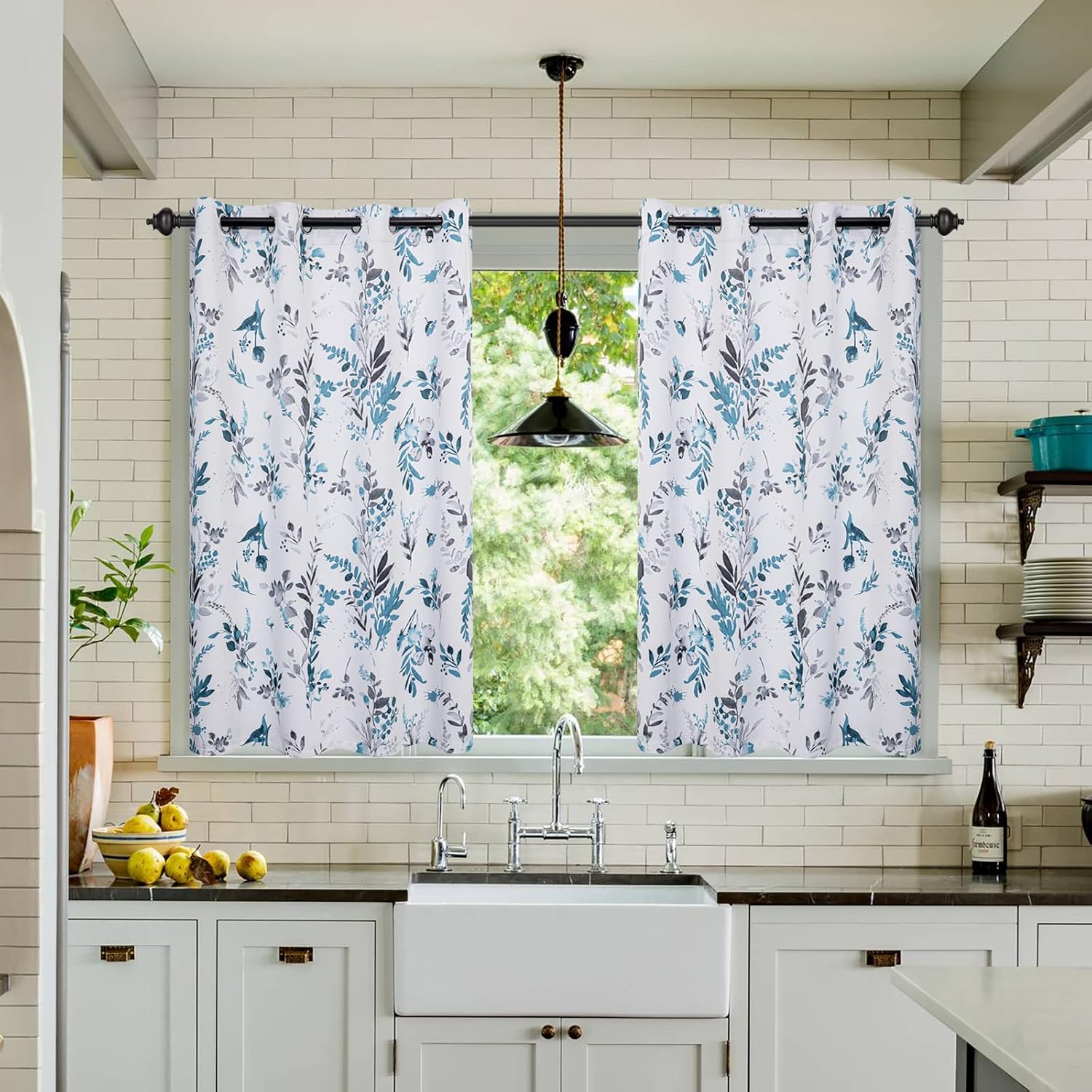 MYSKY HOME Floral Blackout Curtains, 45"