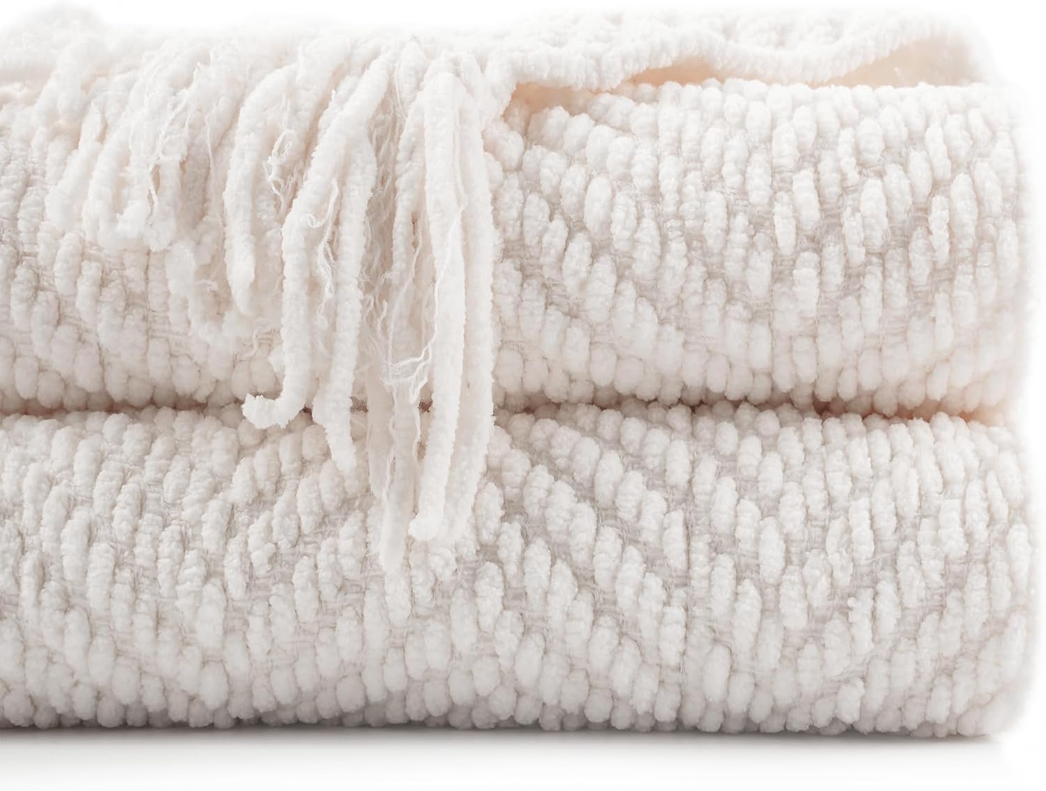 BATTILO Cream Textured Throw