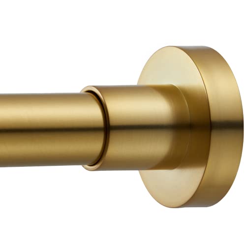 Shower Curtain Rod Tension- No Drill Non-Slip Spring Tension Shower Rod for Window or Bathroom, 54-90 inches Metal Steel, Gold