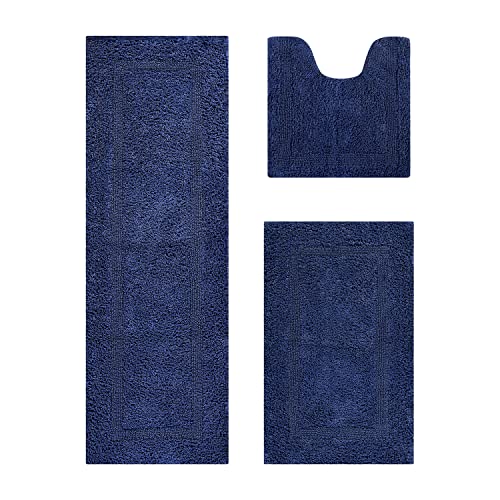 Better Trends 3 Piece Bathroom Rug Set (Navy)