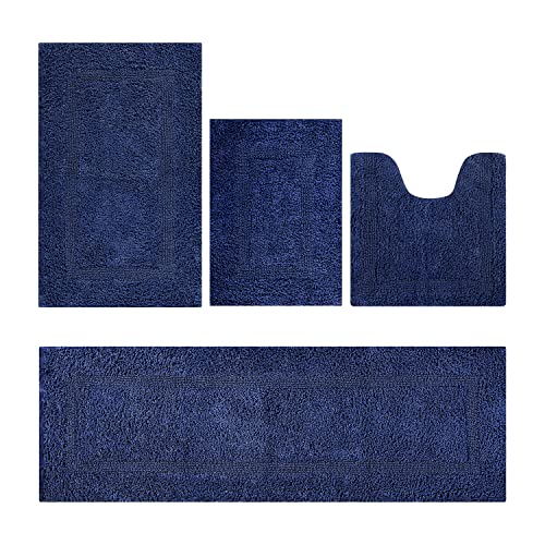 Better Trends 4 Piece Bathroom Rug Set (Navy)