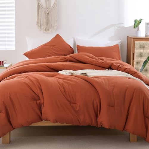 ROSGONIA Full Size Comforter Set (Burnt Orange)