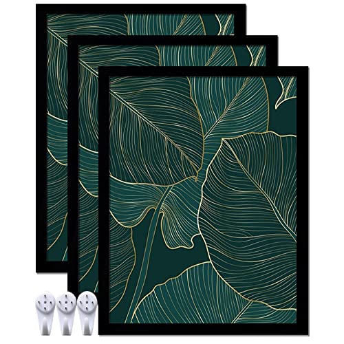 Black Picture Frame Set of 3, 14x18 Picture Frame for Photo Poster Canvas Certificate Document Display Horizontally or Vertically High Transparent Wall Gallery(Size 14 x 18 inches)