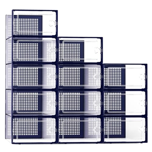 Kuject X-Large Shoe Storage Boxes Blue 12 Pack