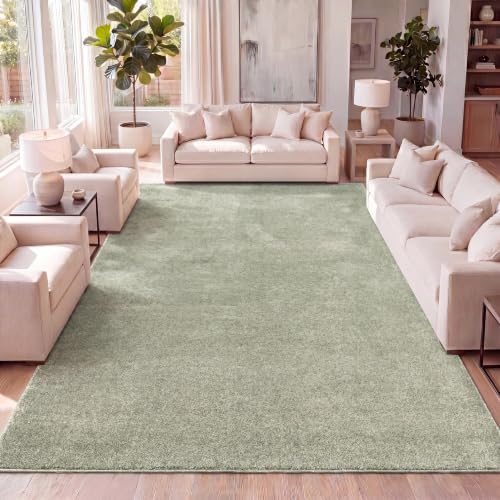 JONATHAN Y Haze Solid Low-Pile Green Indoor Area Rug 4x6, Coastal,Bohemian,Minimalist,Classic, Easy-Cleaning for Living Room,Bedroom,Kitchen,Pet Friendly,Non-Shedding (SEU100O-4)