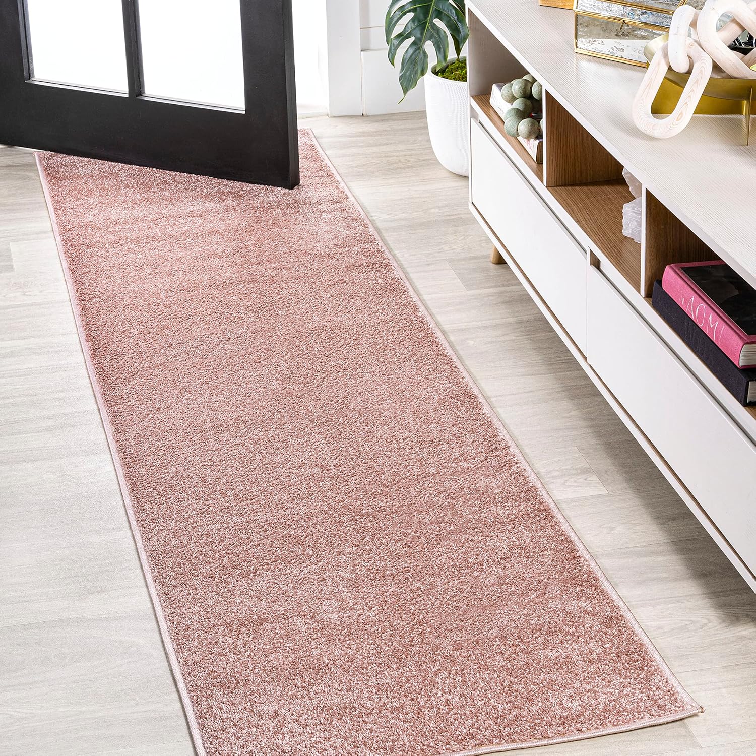 JONATHAN Y Haze Solid Low-Pile Pink Runner 2x10
