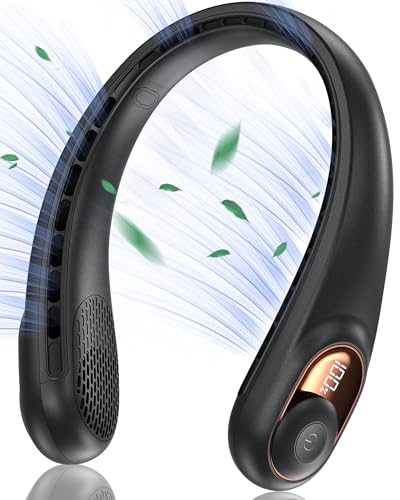 KIDEE Neck Fan Portable Rechargeable, Cooling Personal Bladeless Fans for Men Women, 4000mAh USB Wearable Neck Fan Hand Free for Indoor Outdoor