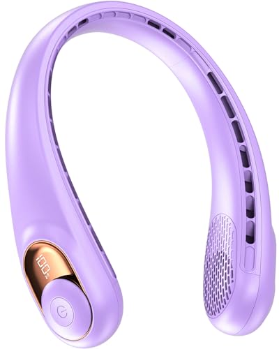 KIDEE Neck Fan, Bladeless Neck Fans Portable Rechargeable, Upgrade 360 Airflow, 3 Speeds, Headphone Design, 4000mAh Battery Operated Personal Wearable Fan Hands Free for Travel Indoor Outdoor