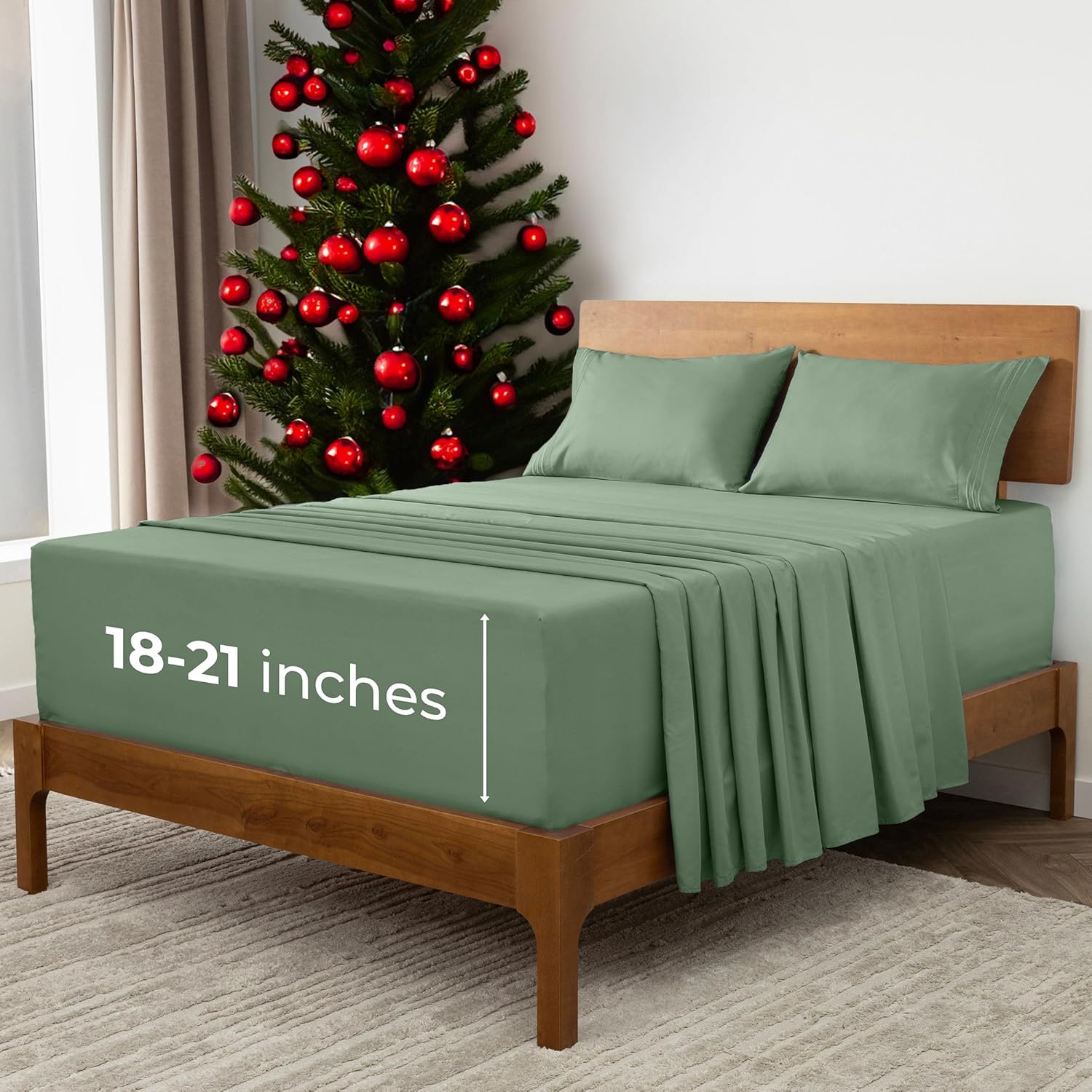 Mellanni Extra Deep King Sheets (Sage)