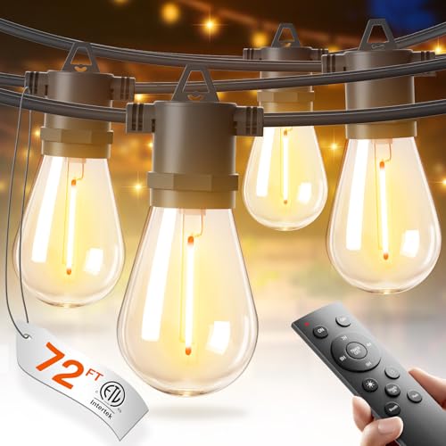 addlon 72FT(2-Pack*36FT) LED Outdoor String Lights with 24 Edison Vintage Shatterproof Bulbs, Commercial Grade Patio Lights, IP65 Waterproof for Balcony, Backyard and Garden, Warm White