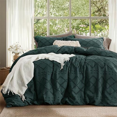 Bedsure Boho Duvet Cover King - Forest Green