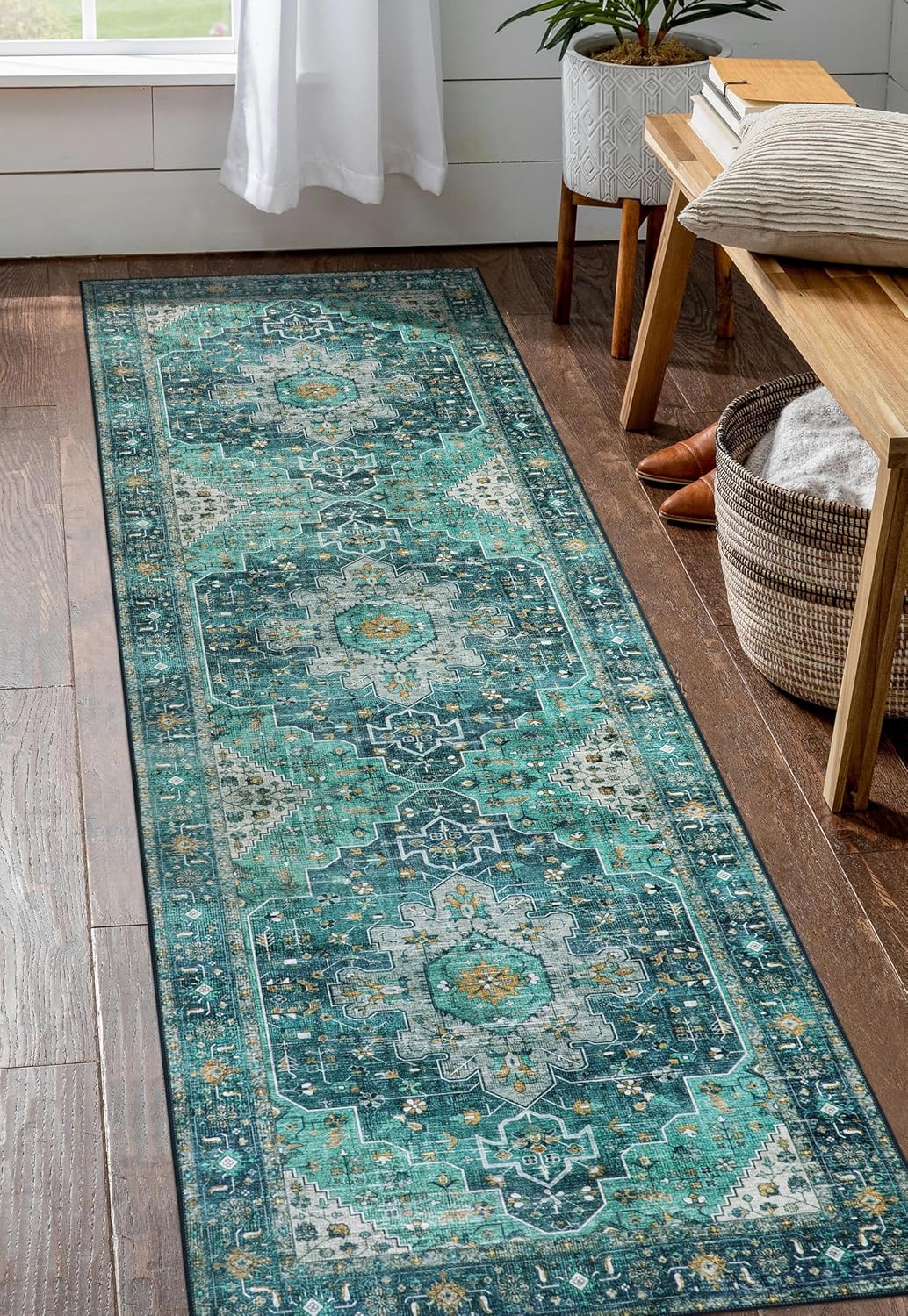 Moynesa Ultra-Thin Teal Rug - 2x6