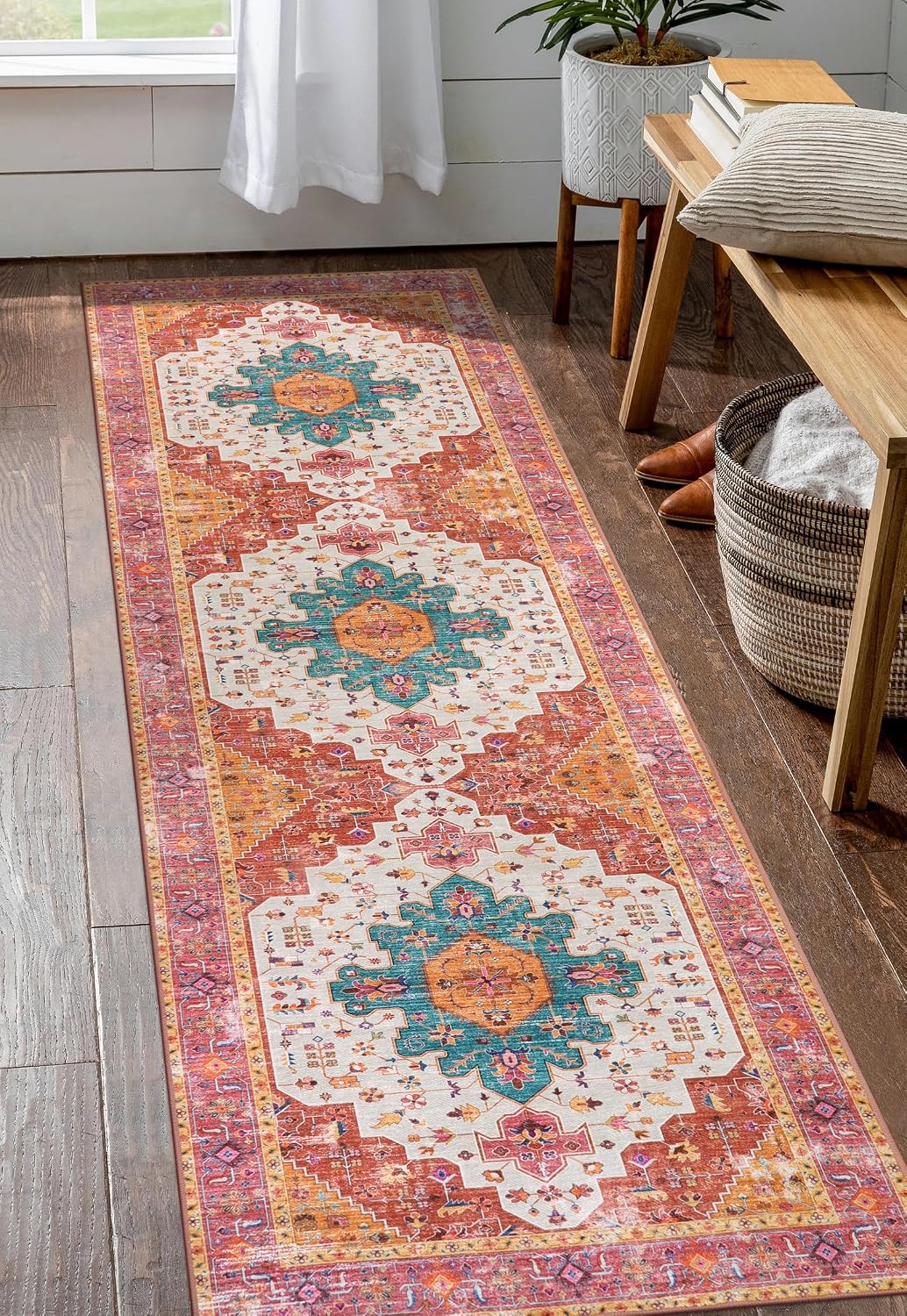 Moynesa Ultra-Thin Washable Runner Rug 2x6 (Pink)