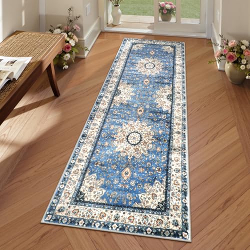 Lahome Oriental Washable Runner Rugs with Rubber Backing, 2x5 Non-Slip Kitchen Runners Rug Bathroom Runner Rug, Turkish Ultra Soft Non-Shedding Indoor Runners for Hallways Entryway Bedside Camper