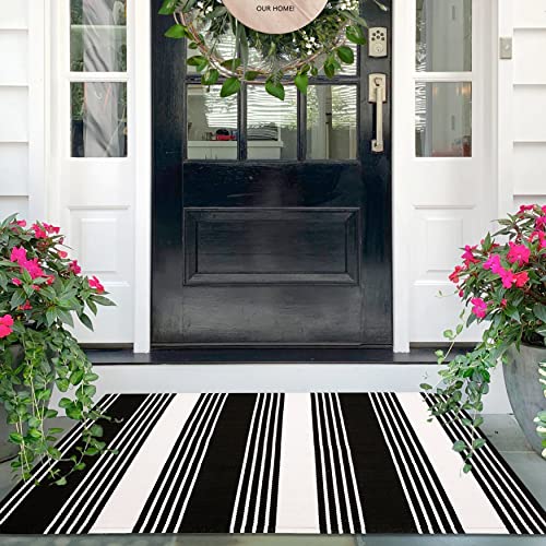 IOHOUZE Black White Striped Rug 3x5