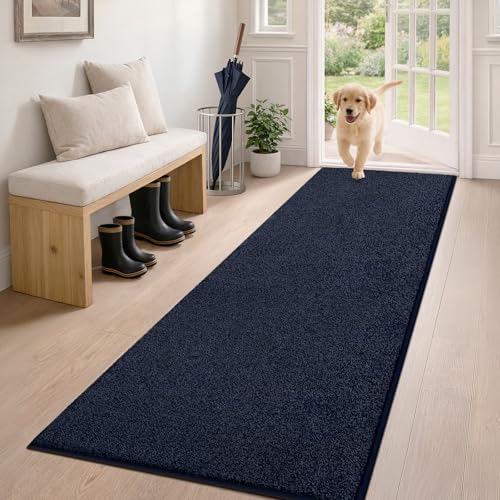 PURRUGS Dirt Trapping Door Mat 24" x 59" (Navy Blue)