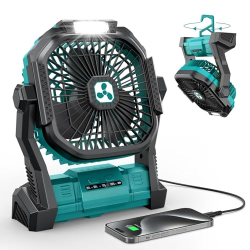 Portable Fan Rechargeable, 20000mAh Cordless Battery Powered Fan with LED Lantern, USB C Battery Operated for Travel Bedroom Home Camping Tent Office Beach Desk Fishing Table