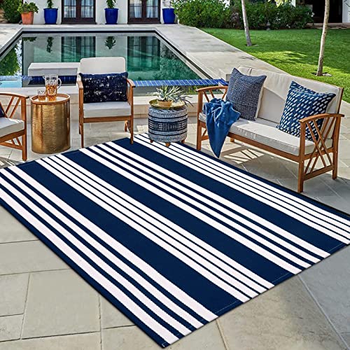 OJIA Washable Area Rugs 4'x6' (Blue/White)