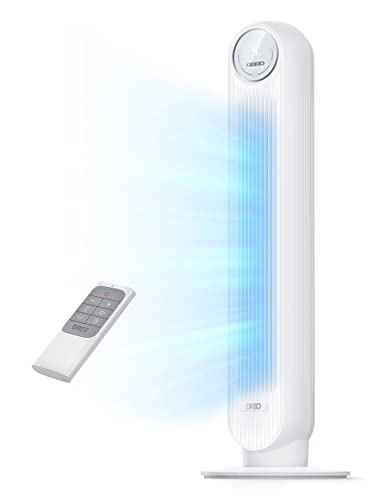 Dreo Tower Fan for Bedroom, 25ft/s Velocity Quiet Floor Fan, 90 Oscillating Fans for Indoors with 4 Speeds, 4 Modes, 8H Timer, Standing Fans, Bladeless Fan, White, Nomad One (DR-HTF007)