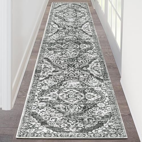 HEBE Hallway Runner Rug 2'x8' Washable Vintage Distressed Area Rugs Non Slip Laundry Rug Runner Boho Floor Carpet Runners for Hallways Entryway Laundry Room Kitchen Bathroom