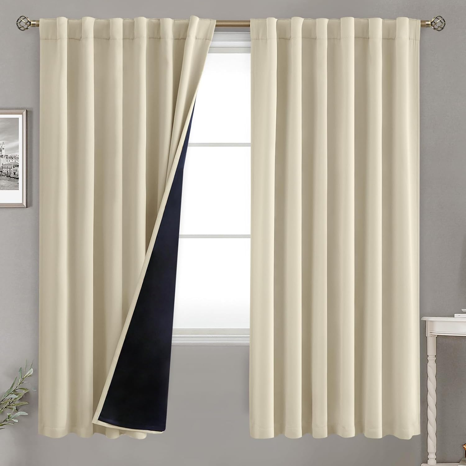 BGment Beige Full Blackout Curtains