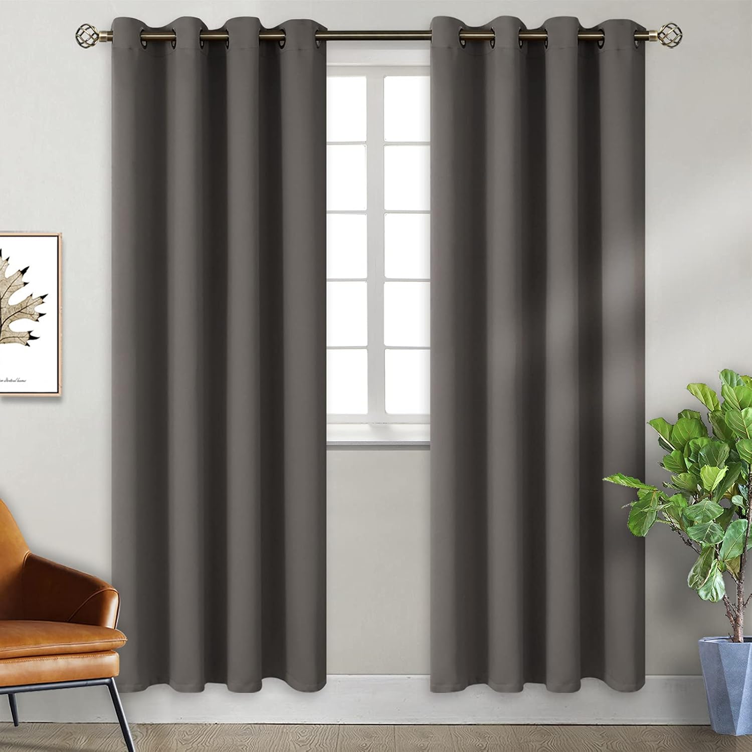 BGment Blackout Curtains for Bedroom - Grommet Thermal Insulated Room Darkening Curtains for Living Room, Set of 2 Panels, Each 55 x 96 Inch, Grey