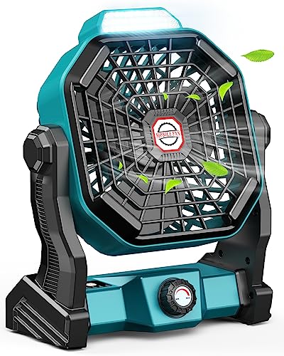 JINLICTE Camping Fan with LED Lantern, 10400mAh 9-Inch Rechargeable Outdoor Tent Fan, 270Head Rotation, Stepless Speed and Quiet Battery Operated USB Fan for Picnic, Barbecue, Fishing, Travel
