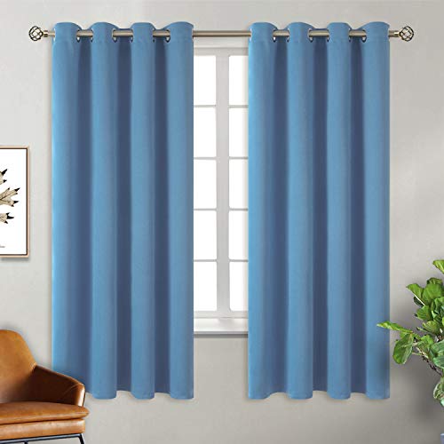 BGment Blackout Curtains for Bedroom - Grommet Thermal Insulated Room Darkening Curtains for Living Room, Set of 2 Panels, Each 55 x 69 Inch, Faded Denim