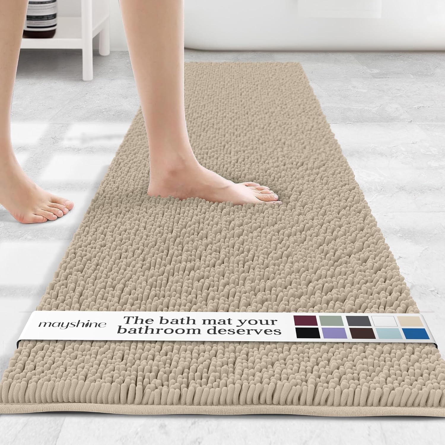 MAYSHINE Plush Shaggy Chenille Bath Mat (71"x31")