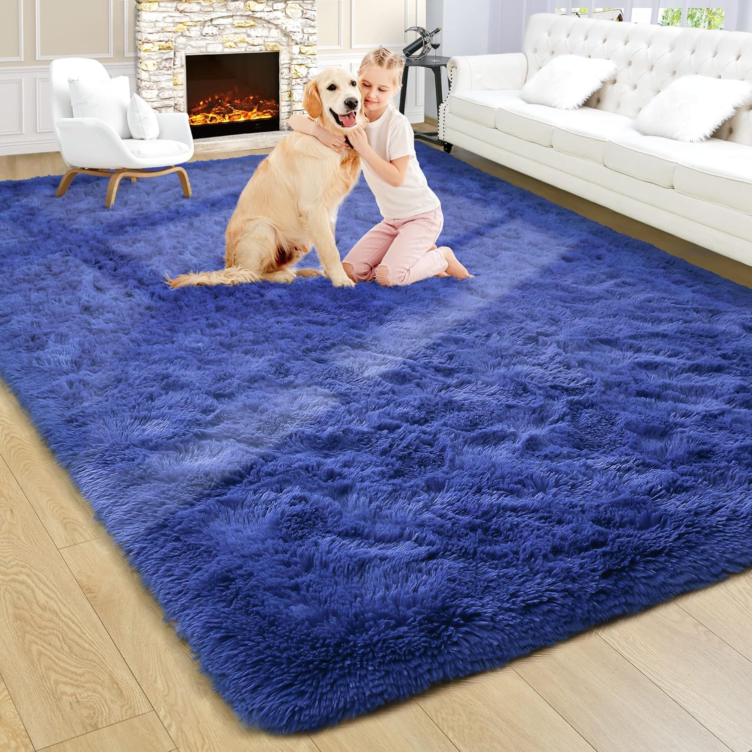 Noahas Large Fluffy White 8x10 Area Rugs for Living Room Bedroom,Thick Shag Throw Rug,Big Soft Shaggy Bedside Non-Slip Plush Dorm Nursery Kids Carpet