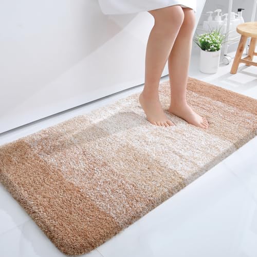 OLANLY Bathroom Runner Rugs 44x24, Extra Soft Absorbent Microfiber Bath Rugs, Rubber Backing, Quick Dry, Machine Washable Bath Mats for Bathroom Floor, Tub and Shower, Home Decor Accessories, Beige