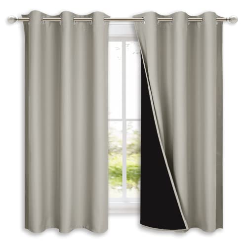 NICETOWN Natural 100% Blackout Lined Curtains
