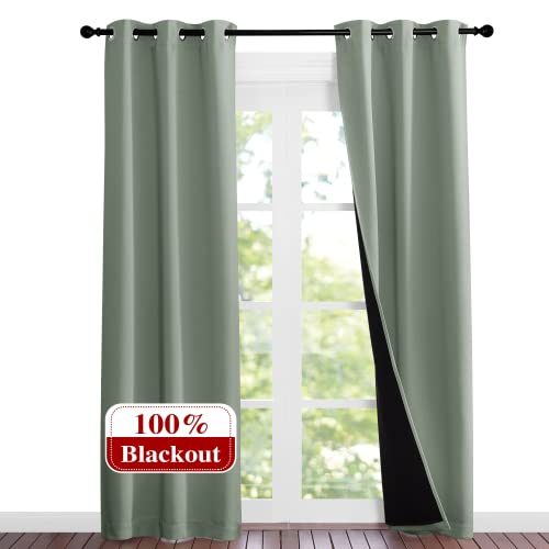 NICETOWN Greyish Green Blackout Curtains