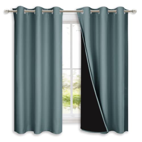 NICETOWN Greyish Blue 100% Blackout Lined Curtains