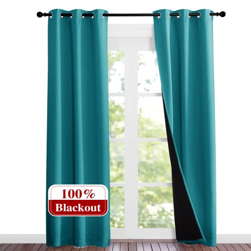 NICETOWN Peacock Teal Blackout Curtains