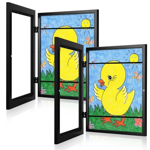 [2Pack] Kids Art Frames, 9x12 Front Opening (Black)