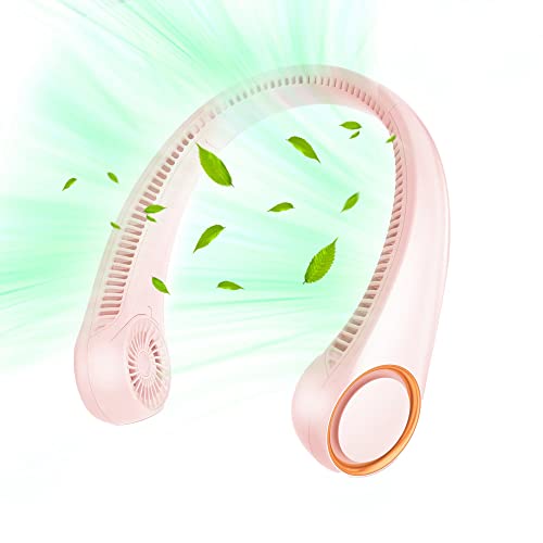 Portable Neck Fan, Hands Free Bladeless Fan, 360 Cooling Personal Fan,Wearable Quiet Fan for Outdoor Indoor, Birthday Gifts for Men Women Mom Dad, 4000mAh Battery USB Rechargeable, 3-Speeds (Pink)