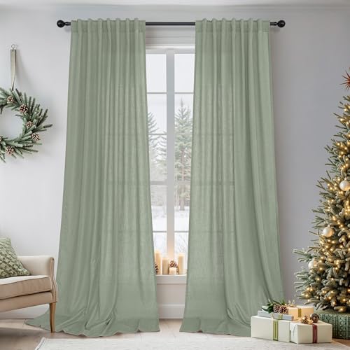 DANCURTON Sage Linen-Blend Curtains