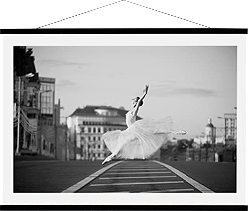 WITCOLOR 36 Inch Wide Magnetic Frames, Strong Magnet, Wood Poster Hanger for Diamond Painting, Maps, Pictures, Prints, Scrolls, Canvas Artwork, Movie Poster, Bedroom, Office (Black)